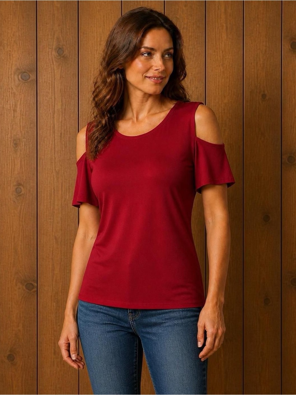 Red cold shoulder top XL Guc - Picture 11 of 11